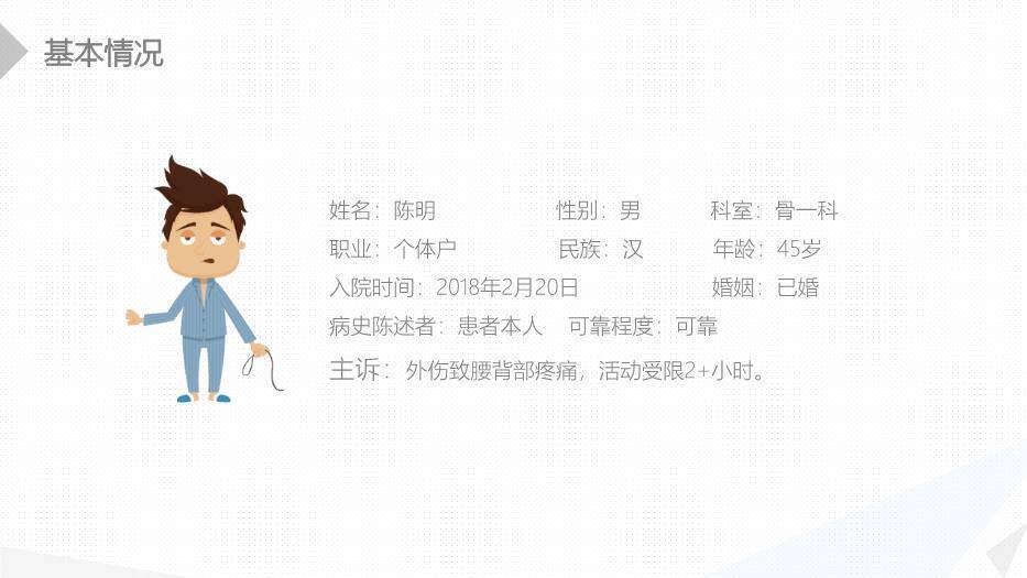 绿色扁平化风格经前路腰椎手术的综合护理PPT模板8
