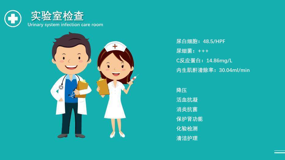 绿色扁平医疗风泌尿系统感染护理查房PPT模板9