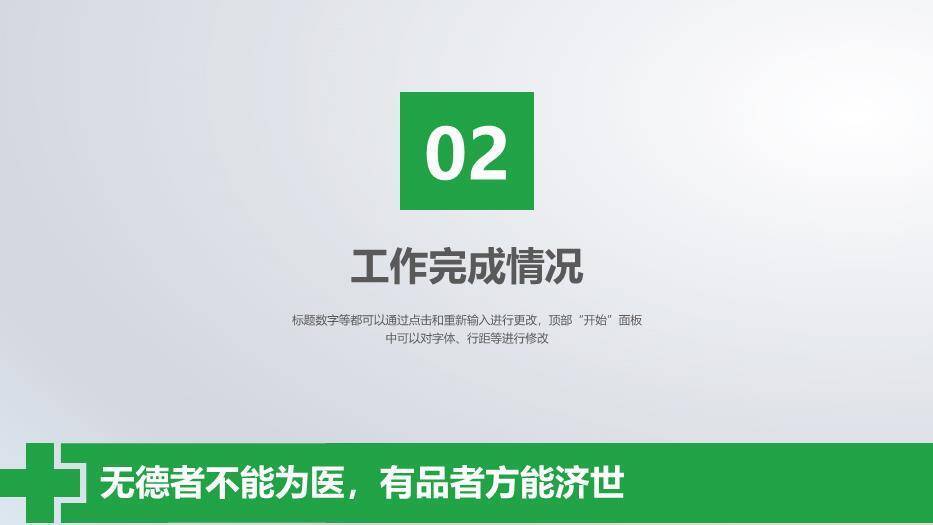 绿色鸽子医院年度季度工作报告PPT模板2