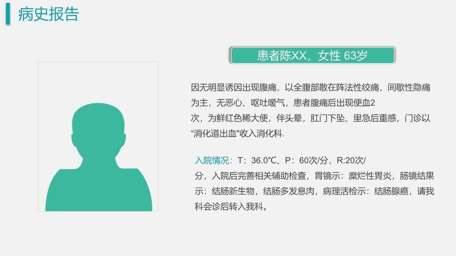 绿色商务风结肠癌护理查房PPT模板8
