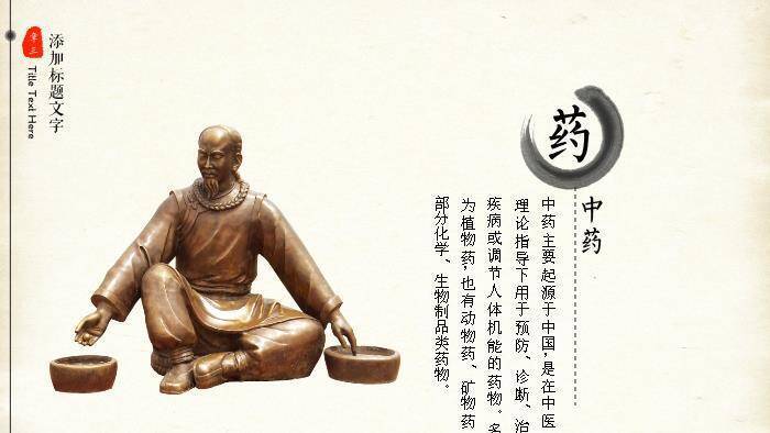米黄色国风中医养生PPT模板4