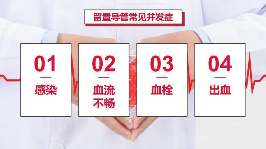红色血液透析留置导管护理PPT模板6