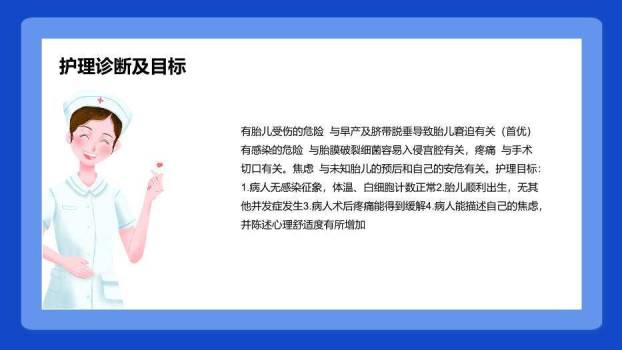 蓝色极简风胎膜早破病人的护理PPT模板3