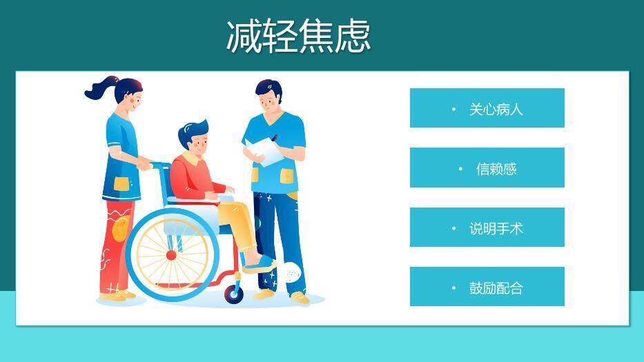 绿色扁平插画风耳鼻喉科室护理查房PPT模板5