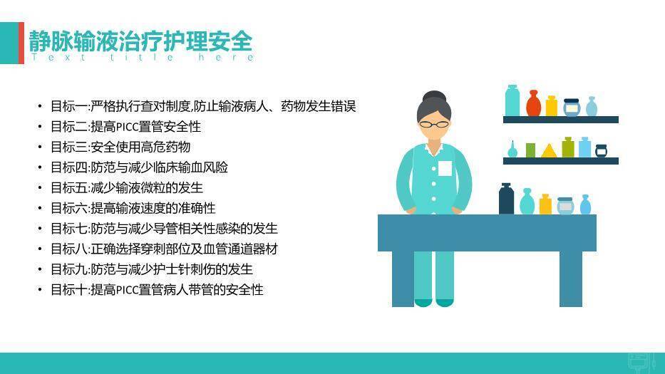 绿色扁平医疗风护理输液pdca应用PPT模板3