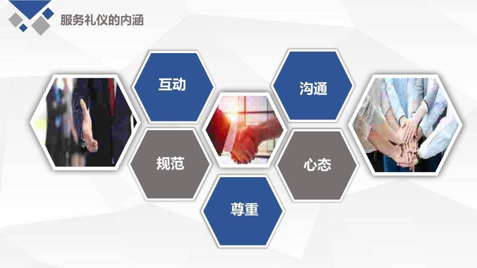 深蓝色商务风营业员基本服务礼仪PPT模板2