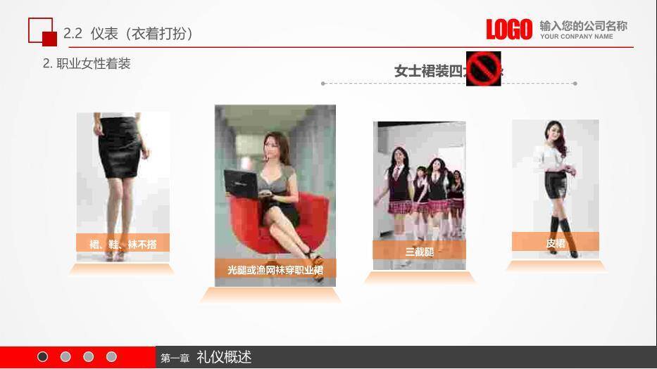 红色商务风实用员工入职商务礼仪培训PPT模板4