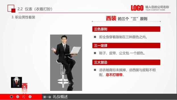 红色商务风实用员工入职商务礼仪培训PPT模板7