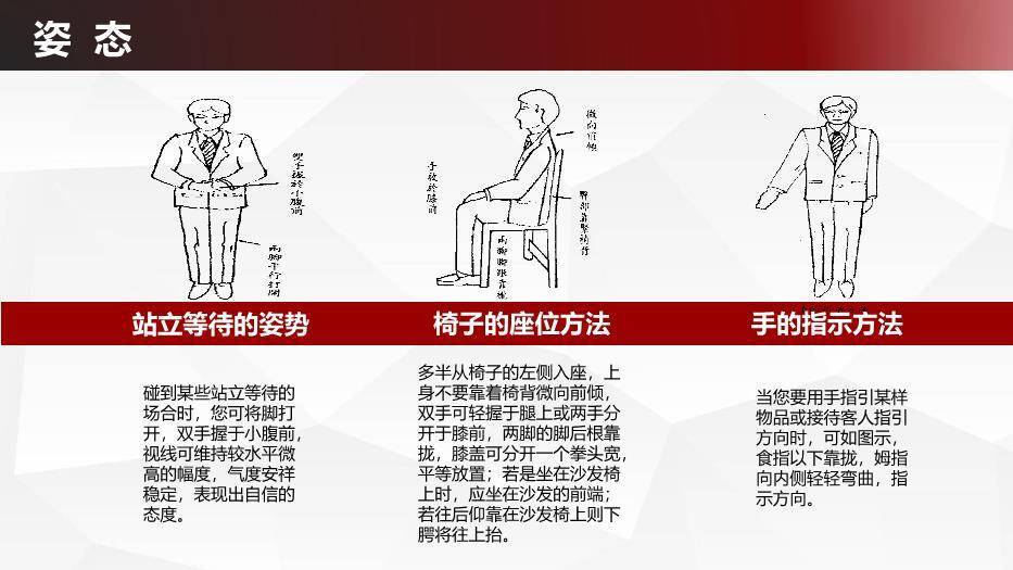 深蓝色简约风实用礼仪培训手册PPT模板8