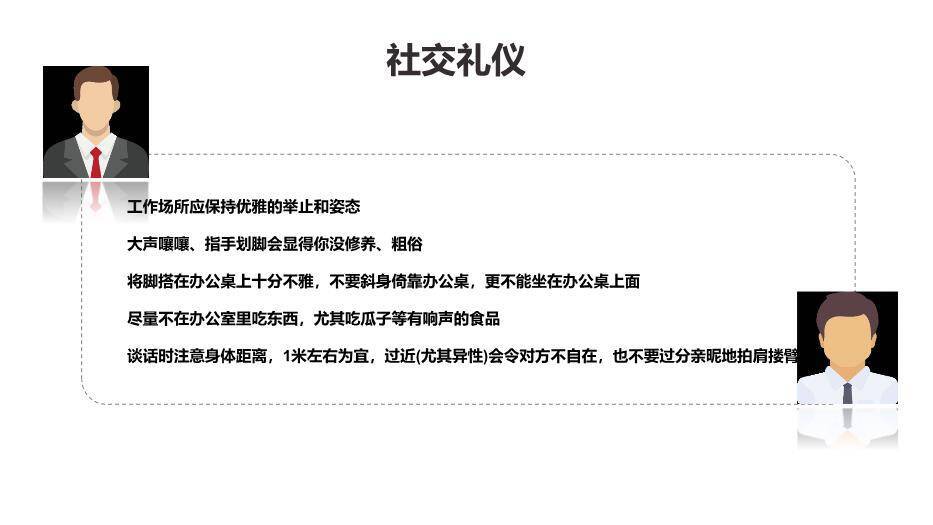 黑色庄重风商务礼仪PPT模板6