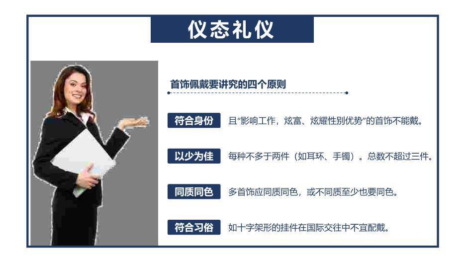 深蓝色简约风职业礼仪培训PPT模板8