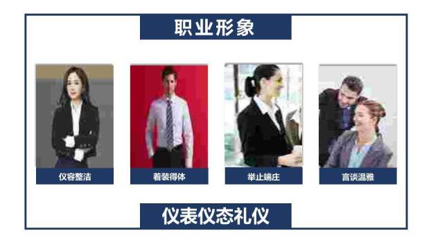 深蓝色简约风职业礼仪培训PPT模板5
