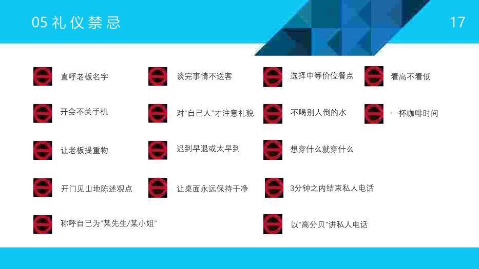 深蓝色科技风职场礼仪PPT模板8