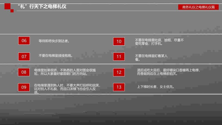 深灰色商务风电梯礼仪培训PPT模板1