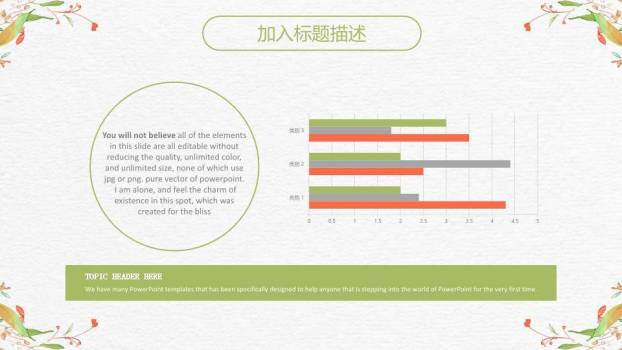 小清新七月你好枝叶竖排PPT模板7