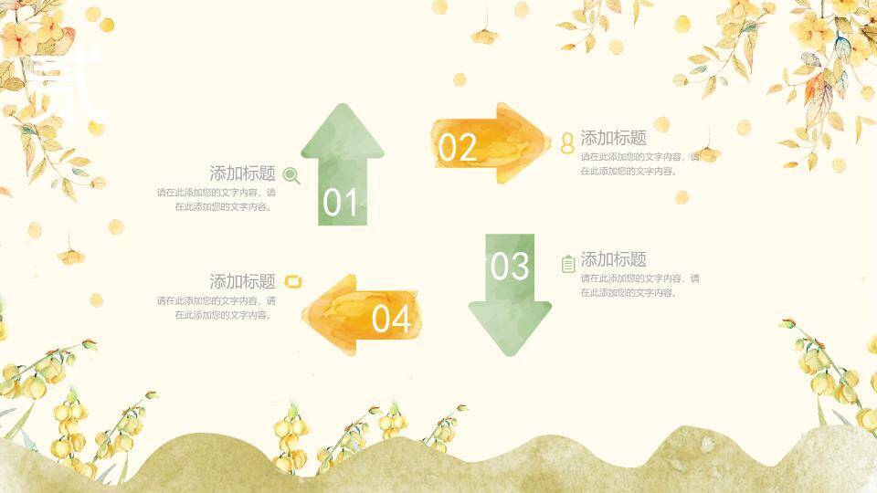 小清新水彩花朵动态PPT模板3