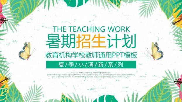 小清新热带暑期招生PPT模板0
