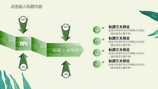 小清新热带植物水彩通用PPT模板1