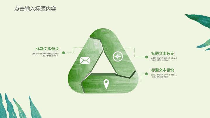 小清新热带植物水彩通用PPT模板3