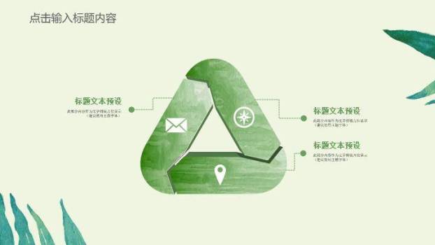 小清新热带植物水彩通用PPT模板3