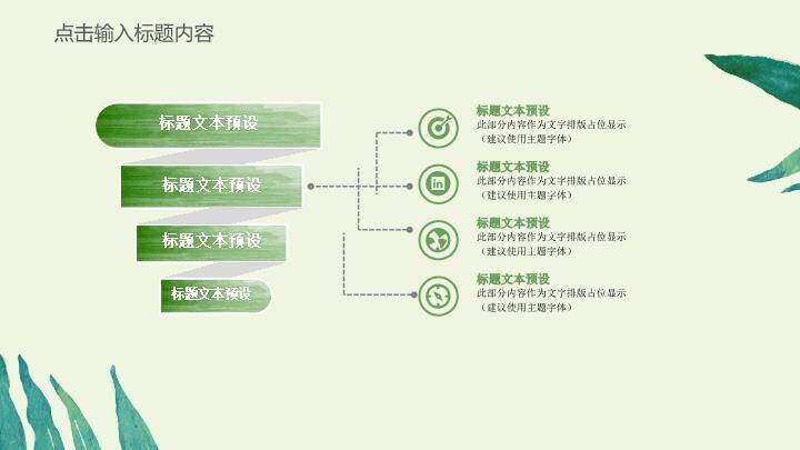 小清新热带植物水彩通用PPT模板4