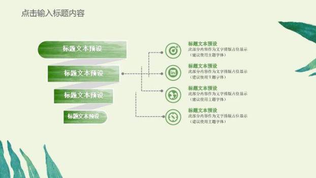 小清新热带植物水彩通用PPT模板4
