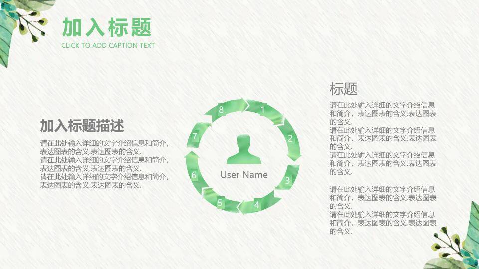 小清新绿意水彩年度总结PPT模板7