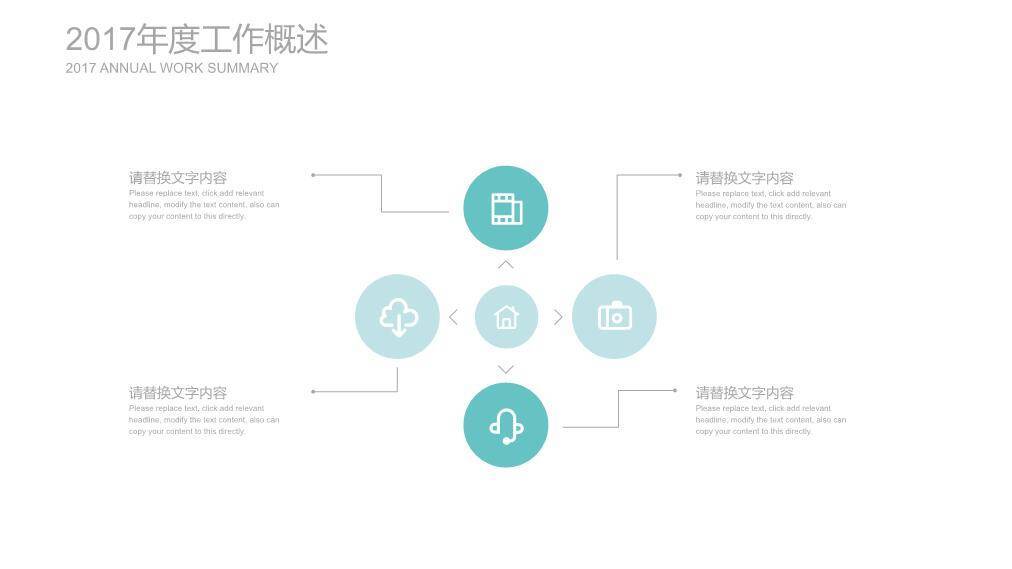 小清新青绿叶脉环保通用PPT模板3