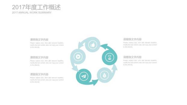 小清新青绿叶脉环保通用PPT模板7