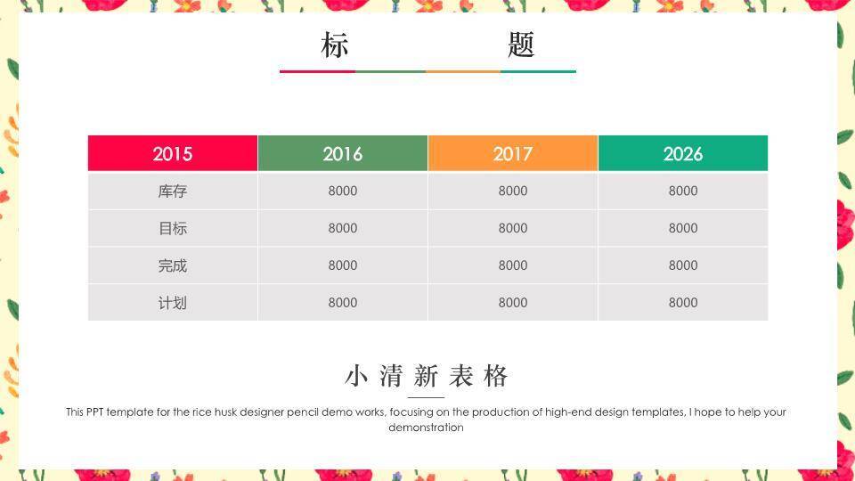 小清新碎花边框年度通用PPT模板1
