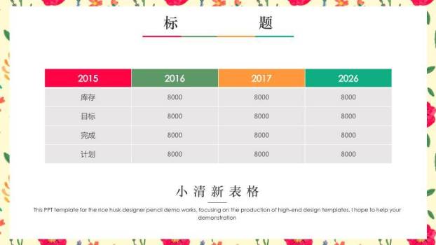 小清新碎花边框年度通用PPT模板1