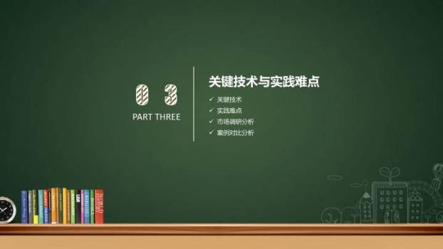黑板绿植书架创意答辩PPT模板6