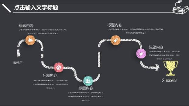 手绘学士帽清新学术答辩PPT模板2