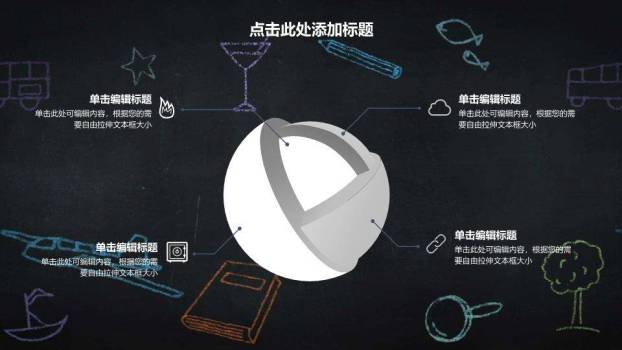 黑板涂鸦学士帽答辩PPT模板3