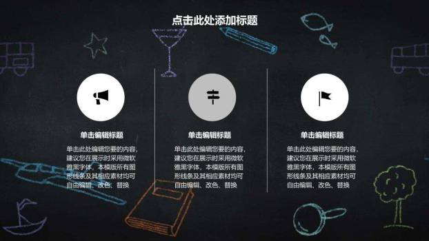 黑板涂鸦学士帽答辩PPT模板4