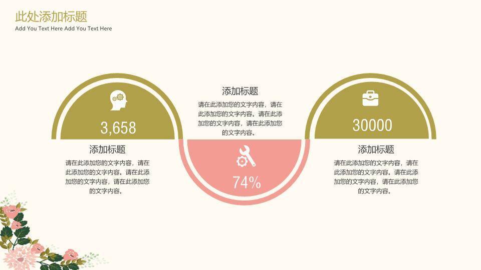 金框玫瑰花卉典雅毕业答辩PPT模板3