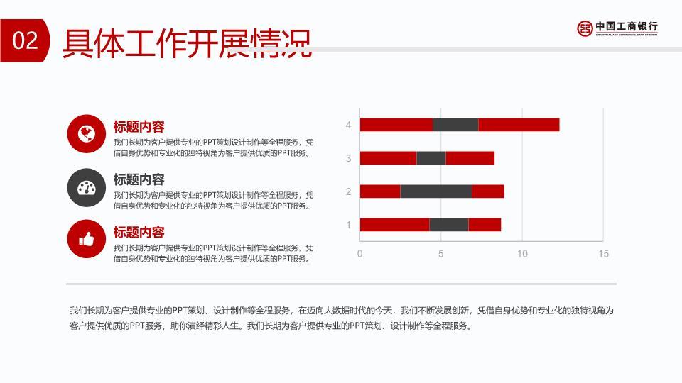 工商银行红色弧形底月度总结PPT模板4