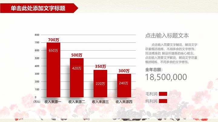 工商银行红色花卉装饰PPT模板9