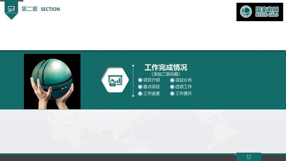 绿色商务风国家电网年度工作汇报PPT模板3