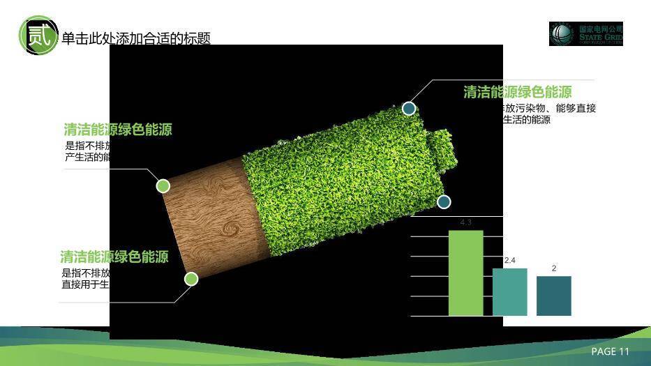 绿色小清新电网电力电塔PPT模板2