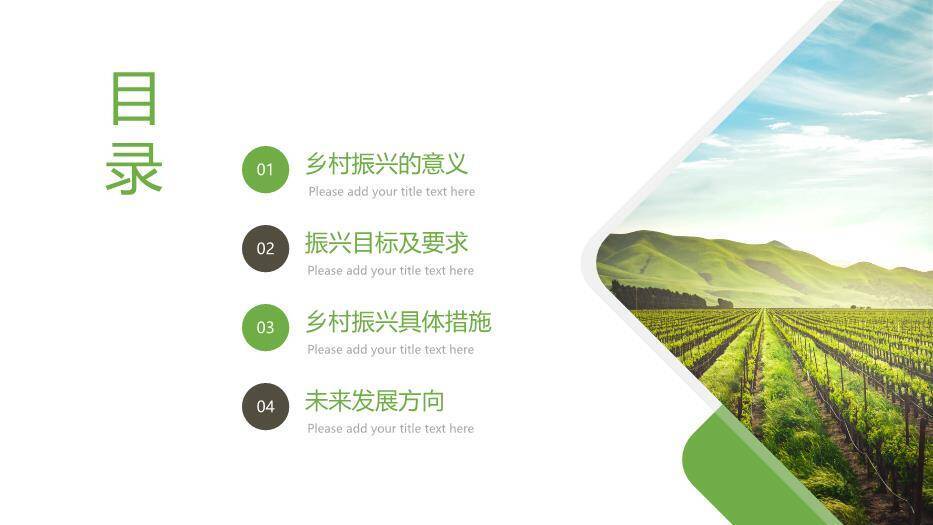 绿色简约风乡村振兴计划PPT模板7